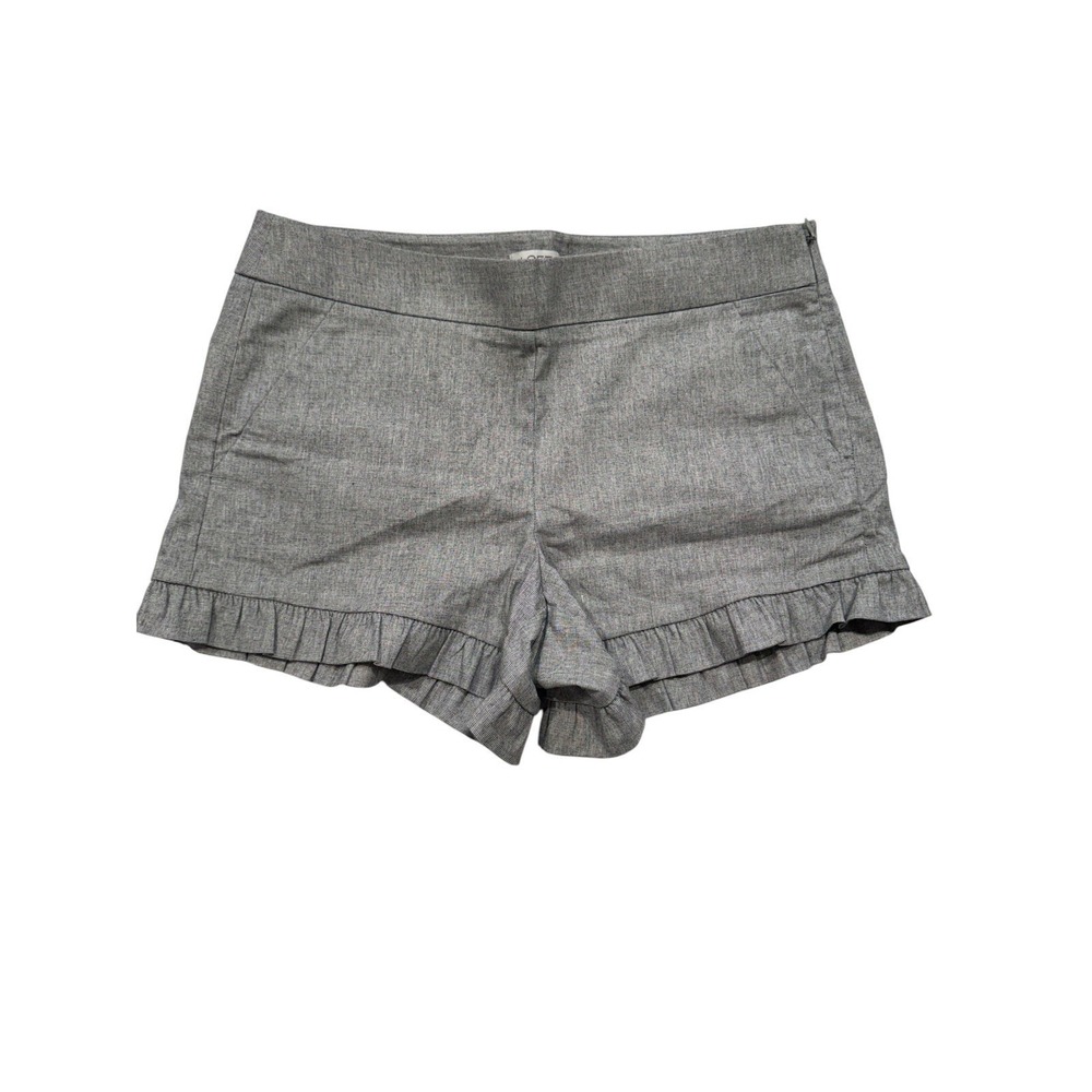 Loft Womens‎ Gray Textured Ruffle Hem Shorts Size 4 Side Zip Cotton Blend